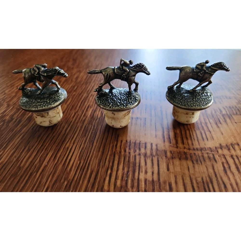 3/Blanton's Bourbon Whiskey Cork Bottle Stoppers Horse & Jockey Equestrian N O T